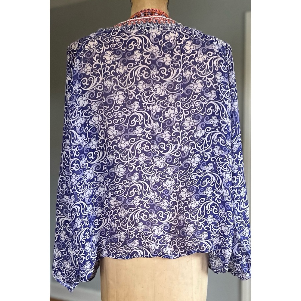 TAJ by Sabrina Crippa Beaded 100% Silk Lightweight Top XS - Picture 2 of 13
